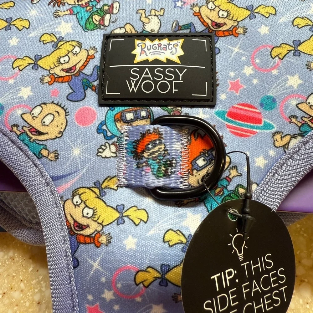 Nickelodeon Rugrats Sassy and Woof Adjustable Pet Harness Blue and Purple Sz L